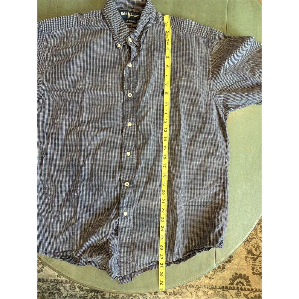 Vintage Ralph Lauren Blake Shirt M Blue Plaid Short Sleeve 100% Cotton 90s - Picture 5 of 6